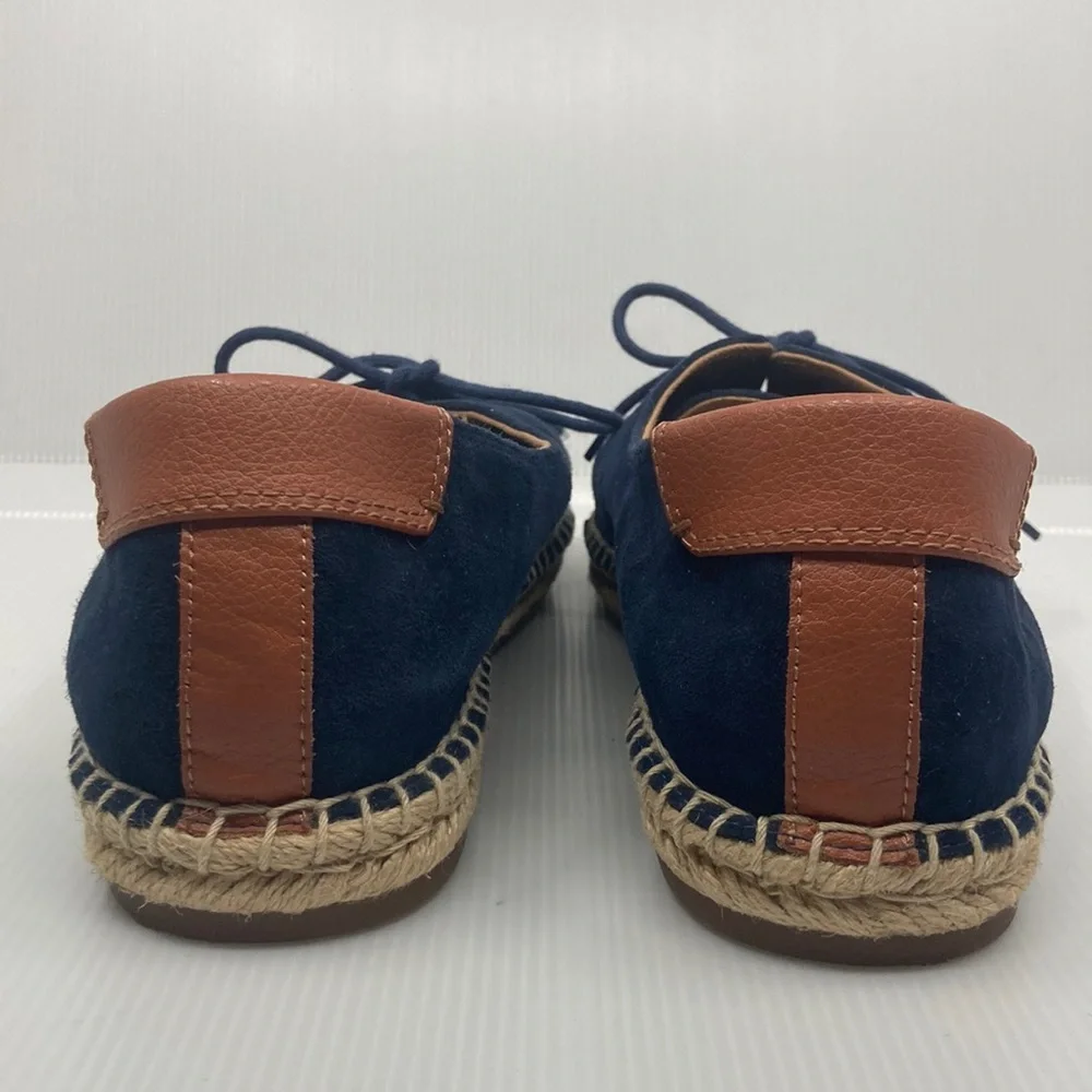 Vionic Blue Lace Up Espadrille Shoes Sneakers with Jute Wrap Detail